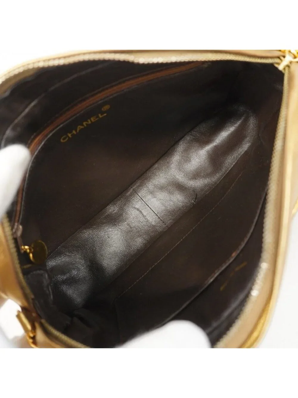 Chanel Shoulder Bag Quilted Lambskin Gold